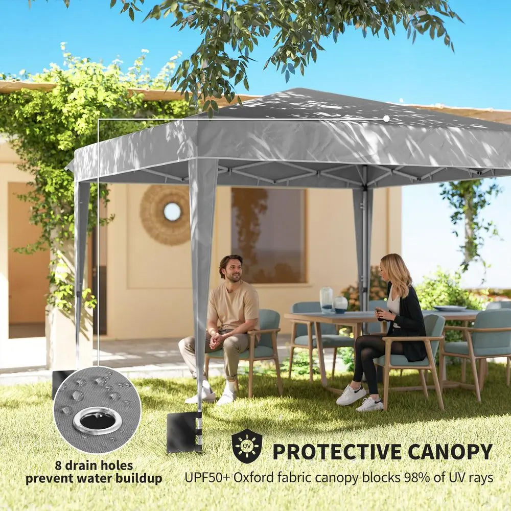 Tente pop-up 10 x 10 pieds avec parois latérales, abri instantané portable d'extérieur UPF50 avec sac de transport, sacs de sable, réglable