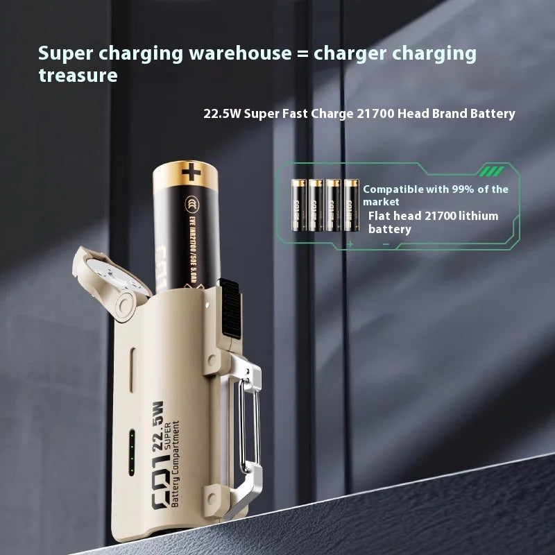DOKIY C01 22.5W Super compartiment de batterie 5000mAh charge rapide chargeur Portable batterie externe de Camping en plein air avec boucle à crochet