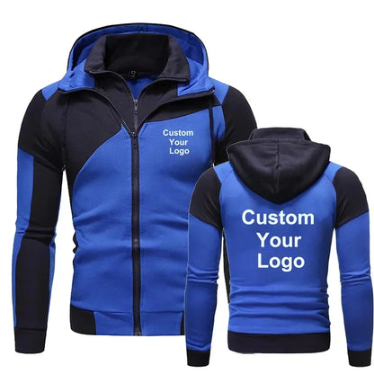 Sweat à capuche à Double fermeture éclair pour homme, sweat-shirt, veste à capuche avec votre Logo personnalisé, mode automne/hiver