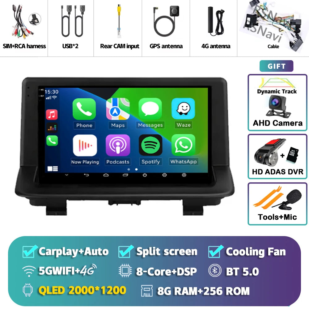 Android 15 sans fil CarPlay Auto autoradio pour Audi Q3 2012-2018 DSP lecteur vidéo multimédia GPS stéréo Autoradio unité principale WIFI