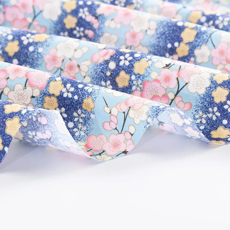 Tissu bronzé Kimono japonais 50x145cm, tissu en coton imprimé fleurs de cerisier Sushi, matériaux de bricolage, accessoires de Patchwork pour la couture