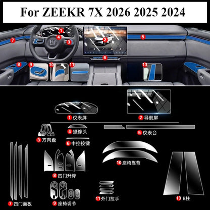 Film de Protection PPF pour ZEEKR 7X 2026 2025 2024, transparent, TPU LCD, panneau de Navigation GPS, Console centrale, accessoires de voiture