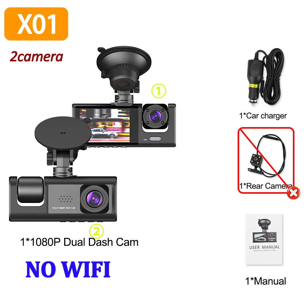 Caméra de Tableau de Bord pour Voiture, Enregistreur Vidéo 1080P, WIFI, DVR, dashcam voiture，dashcam voiture ，camera voiture，camera voitures Vue Avant et Arrière, Vision Nocturne, Boîte Noire, Accessoires, 3 Caméra