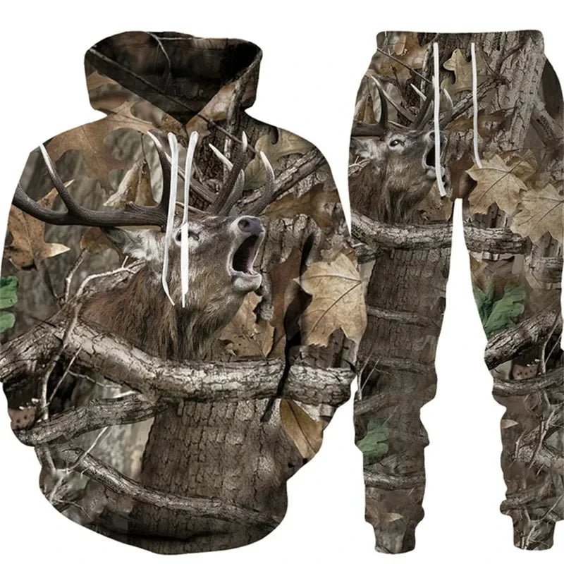Camouflage plante chasse animale impression 3D sweats à capuche pantalons ensembles hommes sweats pantalons de survêtement deux pièces costumes survêtement hommes vêtements