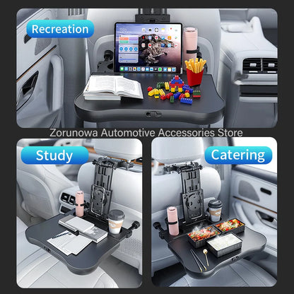 Plateau de voyage multifonctionnel haut de gamme pour voiture, pliable, avec porte-gobelet, adaptable à la plupart des voitures, idéal pour les voyages en voiture