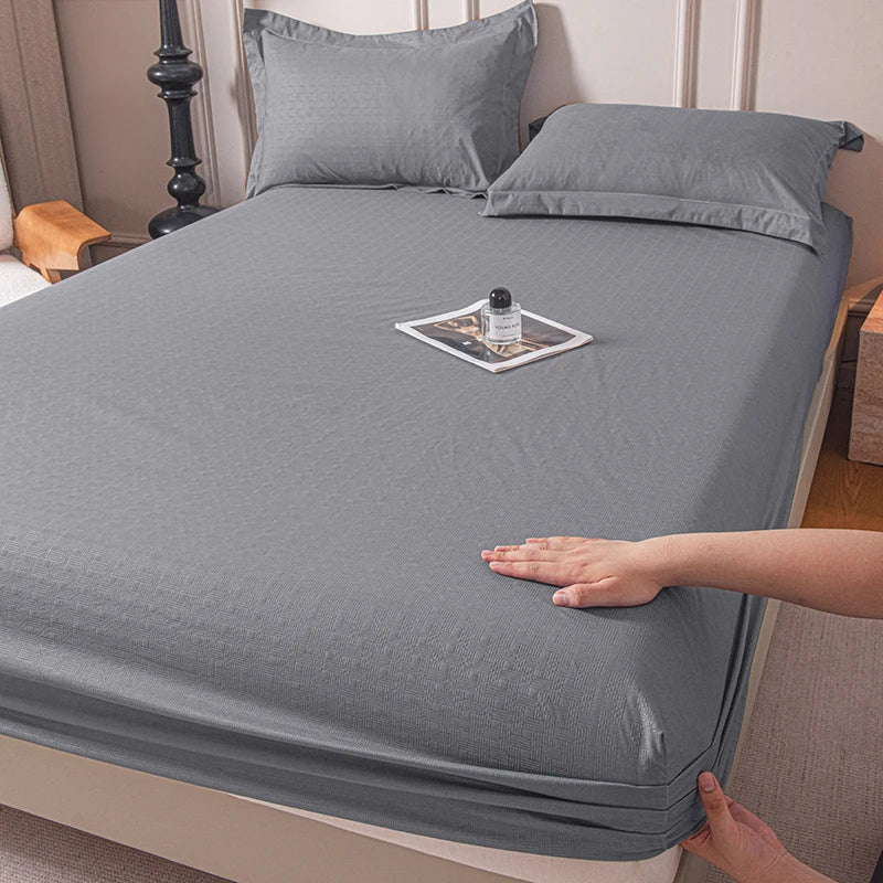 Drap-housse avec bande élastique, couleur unie, housse de matelas douce pour lit simple, double, king, queen, 90/120/140/150/160/180x200cm