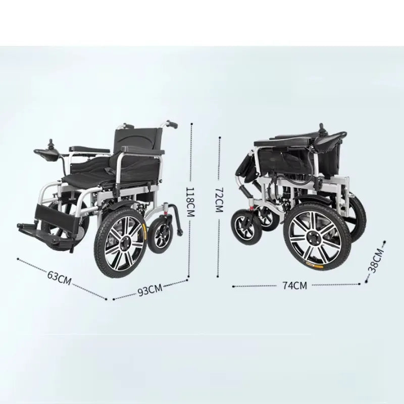 Fauteuil roulant électrique pneumatique en acier de 16 pouces avec de fortes capacités de croisement d'obstacles
