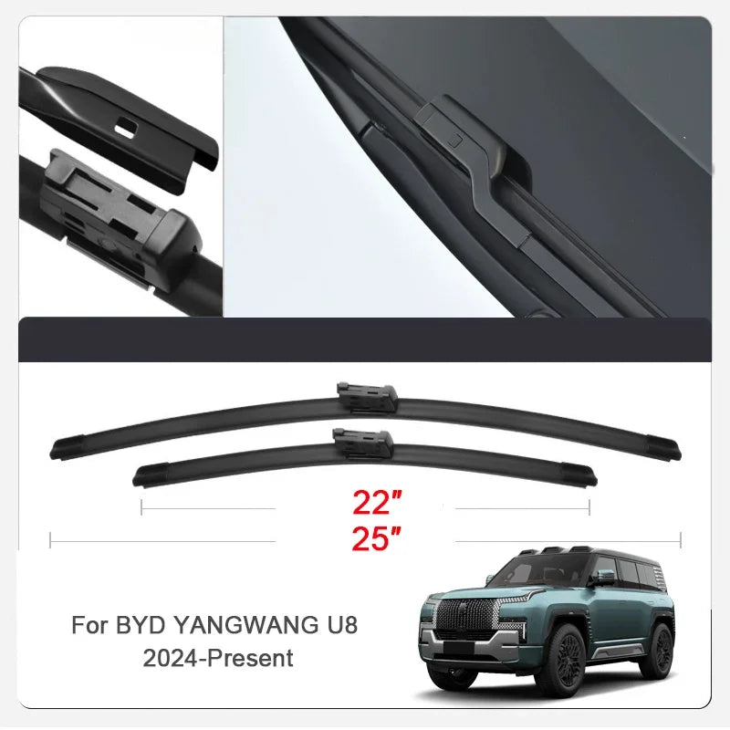 Lame d'essuie-glace de voiture pour BYD DENZA, protection du caoutchouc, 2 pièces