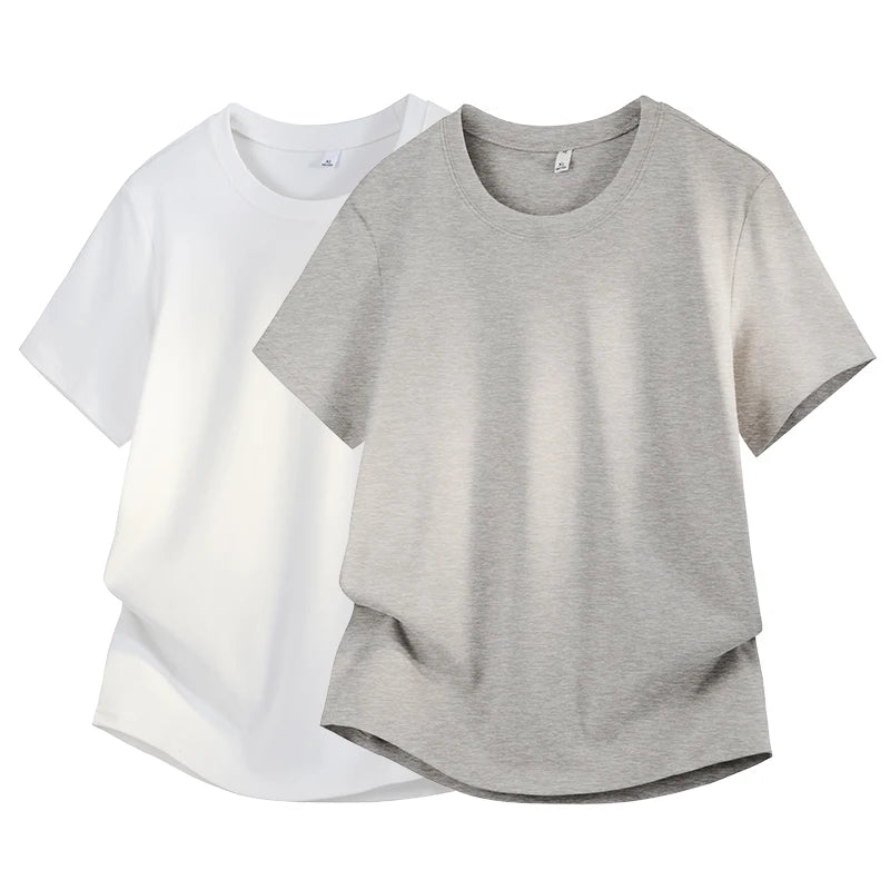 Silk-Matte Cotton Men's ort-Sve T-irt Busin Simple Summer Thin Ice Silk Loose Youth round Ne Trendy Versatile Top