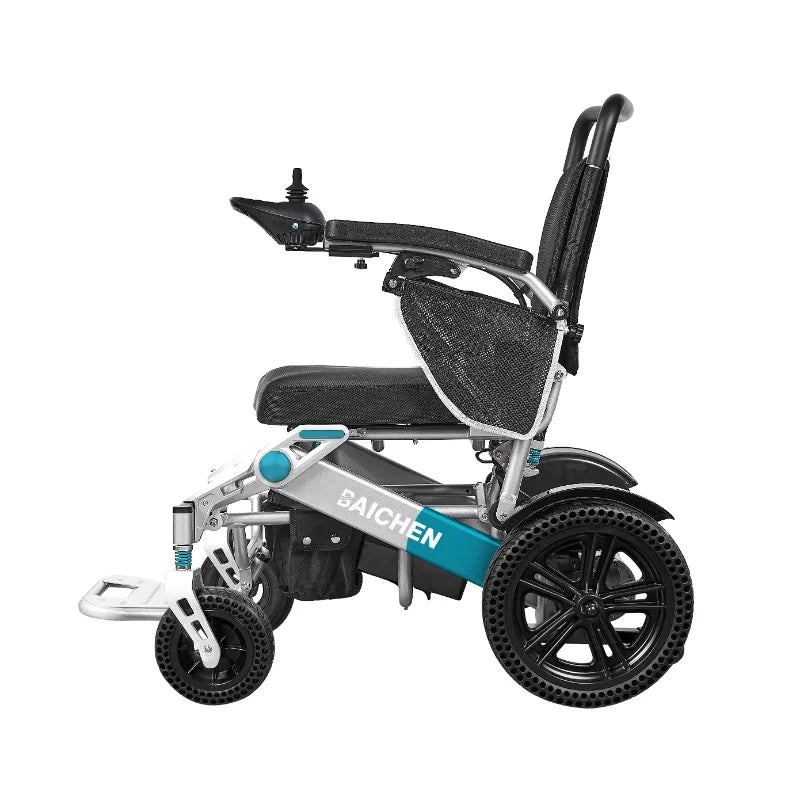 Fauteuil roulant pliable tout-terrain tout-terrain, télécommande, fauteuil roulant électrique de voyage en aluminium pour adultes handicapés