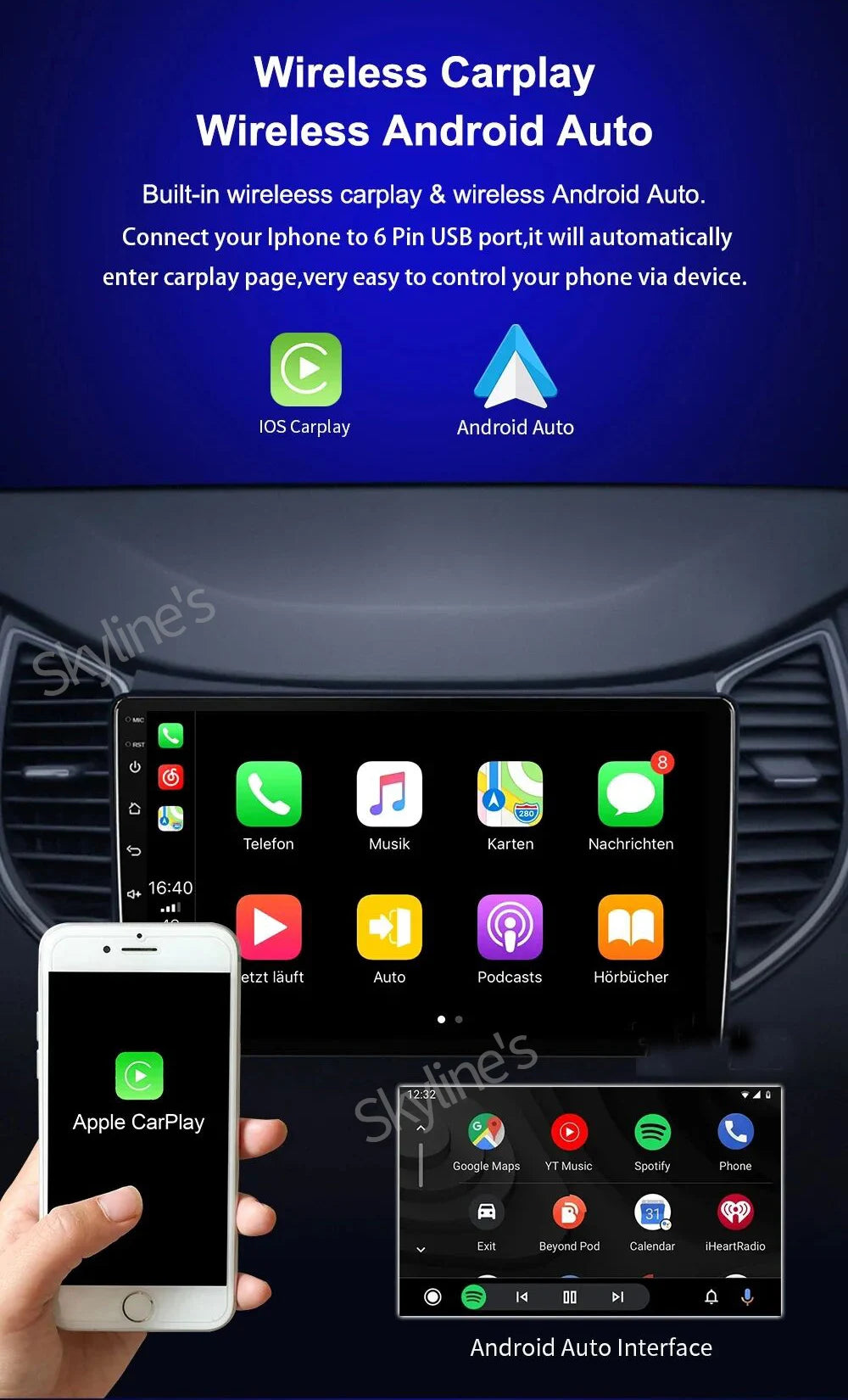 Autoradio Android 15 pour Peugeot 207 CC 207CC 2006 - 2015 sans fil Carplay Android Auto stéréo lecteur multimédia WiFi 4G 2 Din