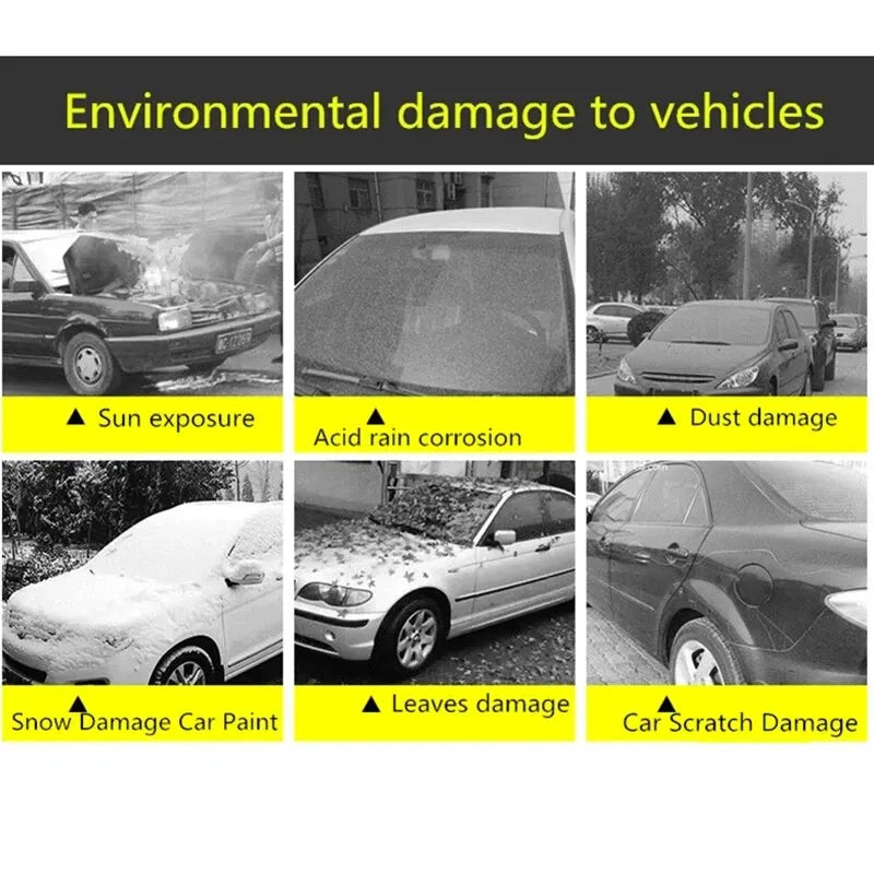 Juste de voiture noire extérieure complète, pare-soleil automatique, protection anti-poussière avec bandes de coulée, universelle pour URA, berline arrière, SUV