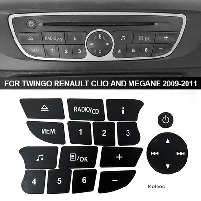 Autocollants de réparation de boutons Audio de voiture, autocollants, accessoires 16 touches pour Twingo Renault Clio et Megane 2009 – 2011