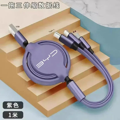 Câble de données à charge rapide, 100W, multifonctionnel, 3 en 1, BYD M6 G3 G5 T3 13 F3 F0 Dock S7 E5 E6 L3, Tang Yuan ATTO3 Song
