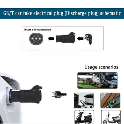 Câble de charge de décharge de voiture EV, adaptateur de station d'alimentation pour BYD Atto 3, prend en charge V2L, GB, T, mâle, femelle vers EU Schuko, V2L
