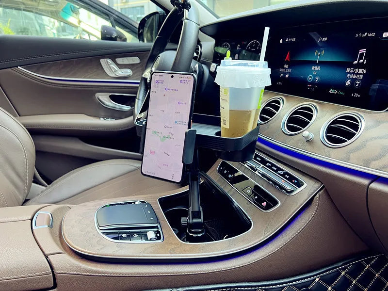 Plateau porte-gobelet réglable pour voiture, Table rotative à 360 degrés pour fente de téléphone, porte-boissons organisé pour aliments, accessoires de voiture