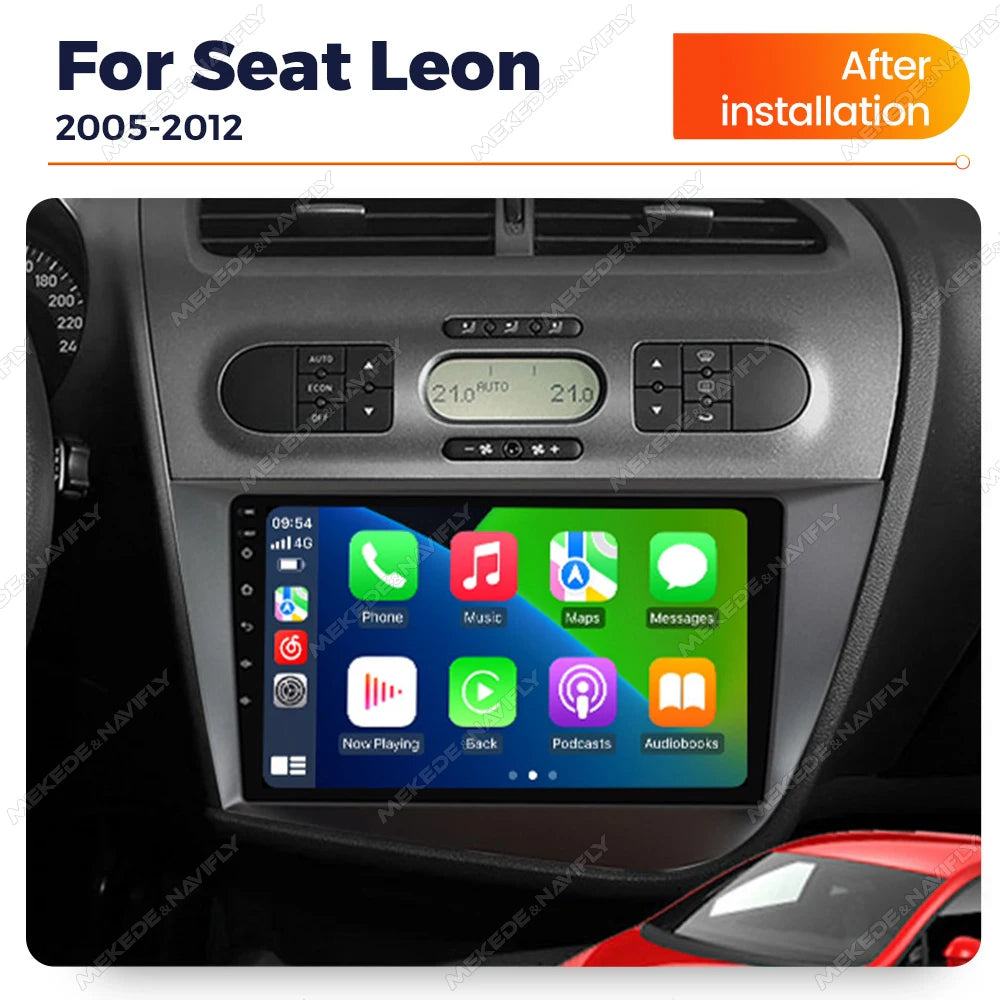 Carplay sans fil Autoradio 2G+32G Pour Seat Leon 2 MK2 2005 2006 2007 2008-2012 Android 14 Navigation GPS Lecteur vidéo multimédia pour voiture