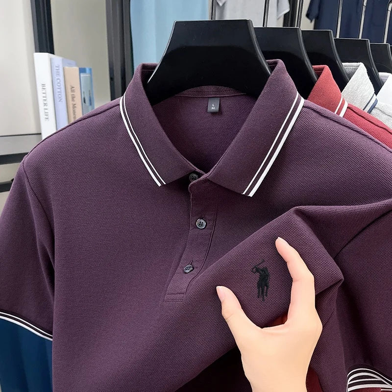 Marque de mode 100% coton été nouvel article polo brodé poney original pour hommes haut à manches courtes confortable et respirant