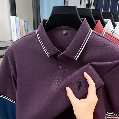 Marque de mode 100% coton été nouvel article polo brodé poney original pour hommes haut à manches courtes confortable et respirant