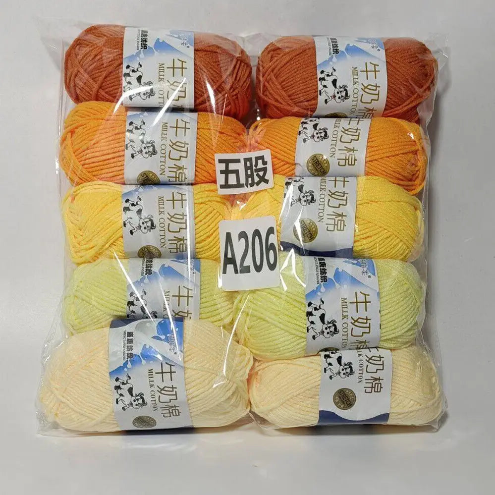 Fil de coton au lait de couleurs mélangées, 10 pièces, 500g, 5 plis, ensemble de fils au Crochet doux, fleurs tricotées à la main, fils peignés artisanaux au Crochet