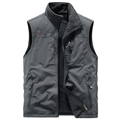 Gilets chauds en polaire pour hommes, multi-poches, vestes d'escalade sans manches, gilets Cargo pour porter des deux côtés, 6X, nouvelle collection automne