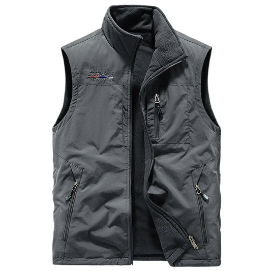 Gilets chauds en polaire pour hommes, multi-poches, vestes d'escalade sans manches, gilets Cargo pour porter des deux côtés, 6X, nouvelle collection automne