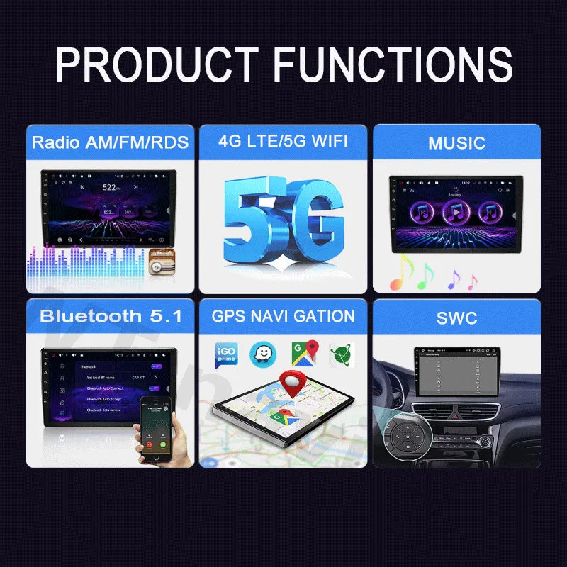 Autoradio multimédia vidéo avec navigation GPS Android16 CarPlay sans fil pour Ford New Transit 2009-2019 Focus 2005-2010