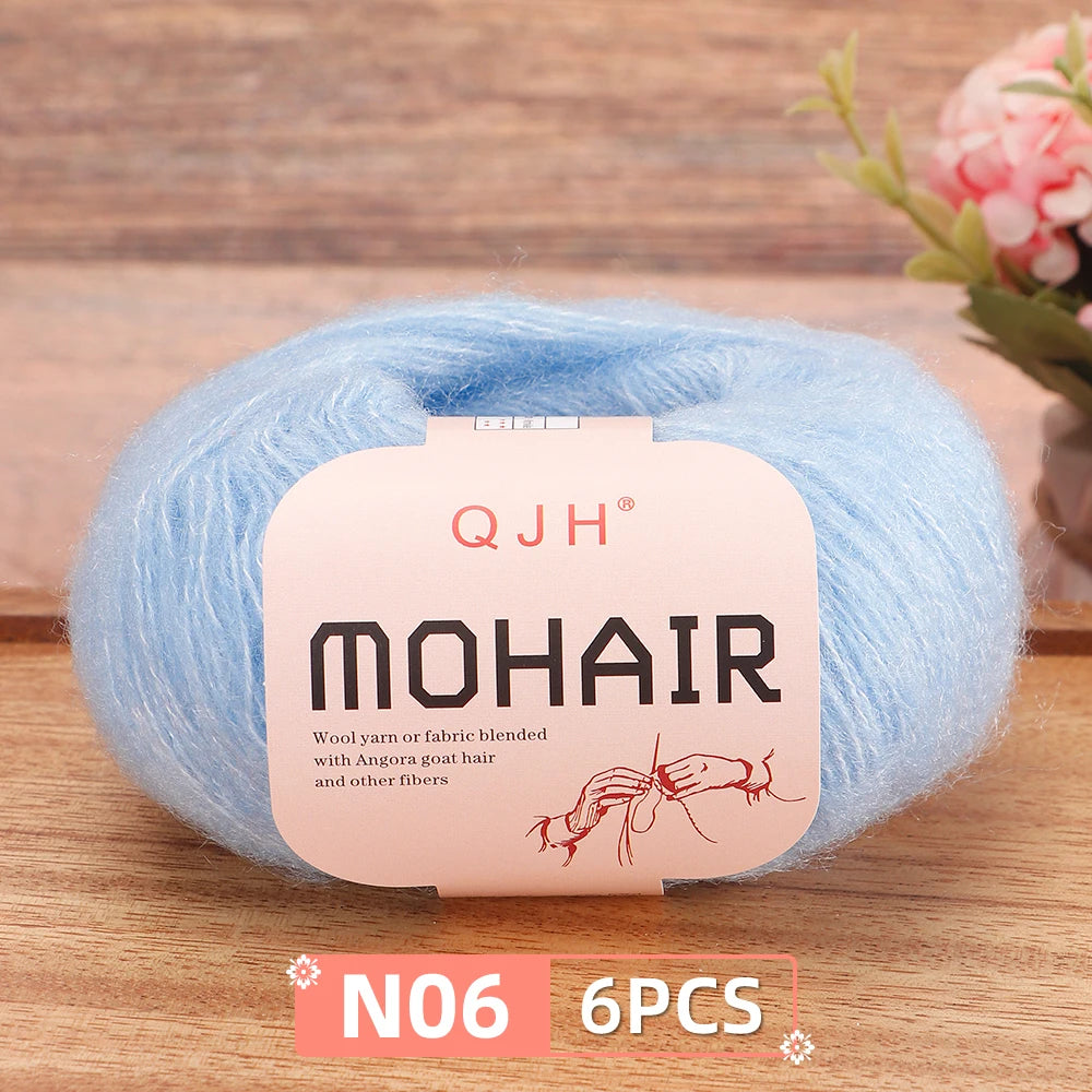 Fil Mohair doux et chaud, 6 paquets/150g, chaussettes de pull en tricot faites à la main, fil d'écharpe châle au Crochet, 60% Mohair, 40% acrylique