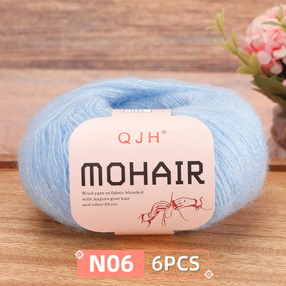 Fil Mohair doux et chaud, 6 paquets/150g, chaussettes de pull en tricot faites à la main, fil d'écharpe châle au Crochet, 60% Mohair, 40% acrylique