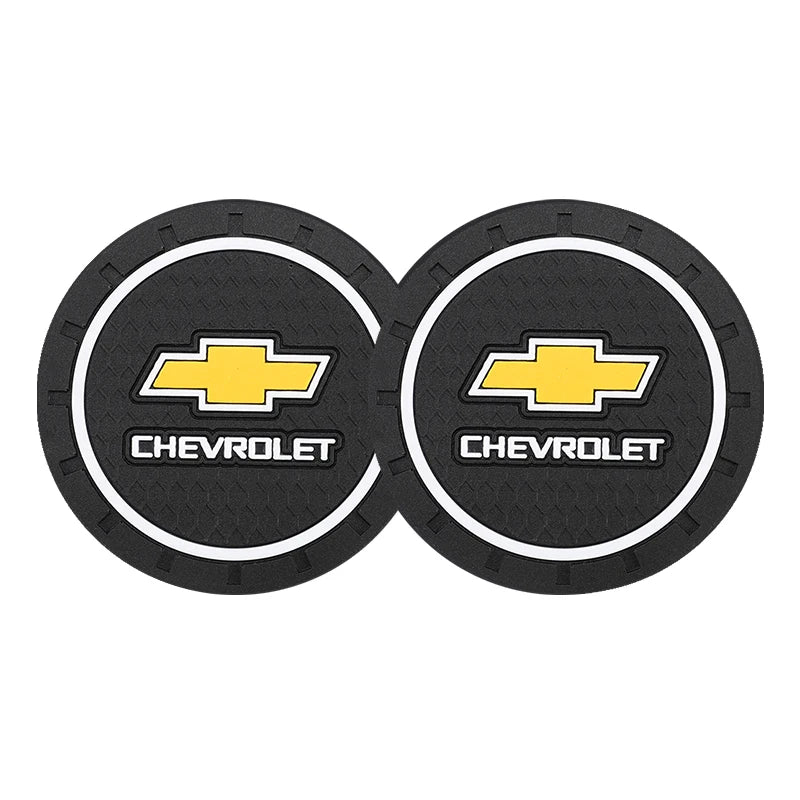 Tapis de tasse d'eau de voiture, 2 pièces, dessous de verre Anti-bruit en caoutchouc pour Chevrolet Spark Captiva Cruze Malibu Equinox Trax Camaro Blazer Traverse