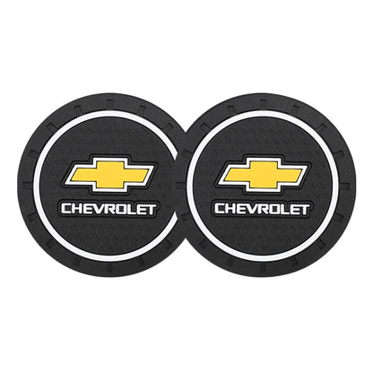 Tapis de tasse d'eau de voiture, 2 pièces, dessous de verre Anti-bruit en caoutchouc pour Chevrolet Spark Captiva Cruze Malibu Equinox Trax Camaro Blazer Traverse