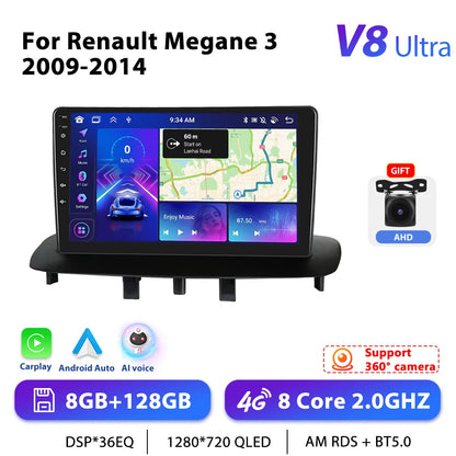 Podofo 9 "autoradio sans fil CarPlay Android Radio pour Renault Megane 3 2008-2014 multimédia GPS 4G WIFI voiture systèmes intelligents