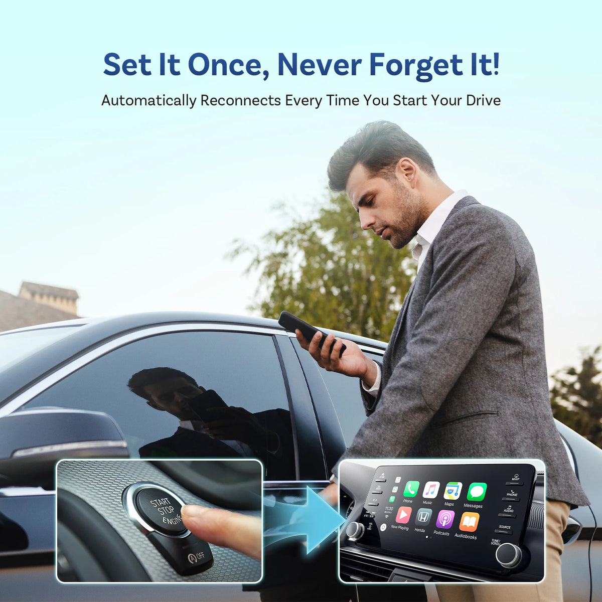 OTTOCAST Play2Video Ultra sans fil CarPlay et Android Auto AI Box intégré YouTube Netflix IPTV Plug & Play pour voiture filaire d'usine