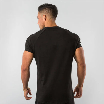 T-shirt hommes décontracté à manches courtes jogging musculaire musculation T-shirt mâle gymnase Fitness hauts T-shirt Streetwear coupe ajustée été T-shirt