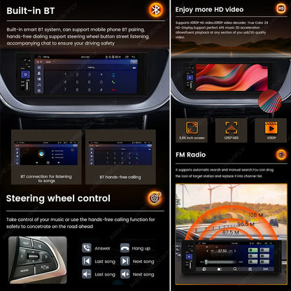 MEKEDE 6.86 pouces 1din Autoradio universelle MP5 type-c lecteur HD écran tactile Autoradio multimédia sans fil et filaire Carplay