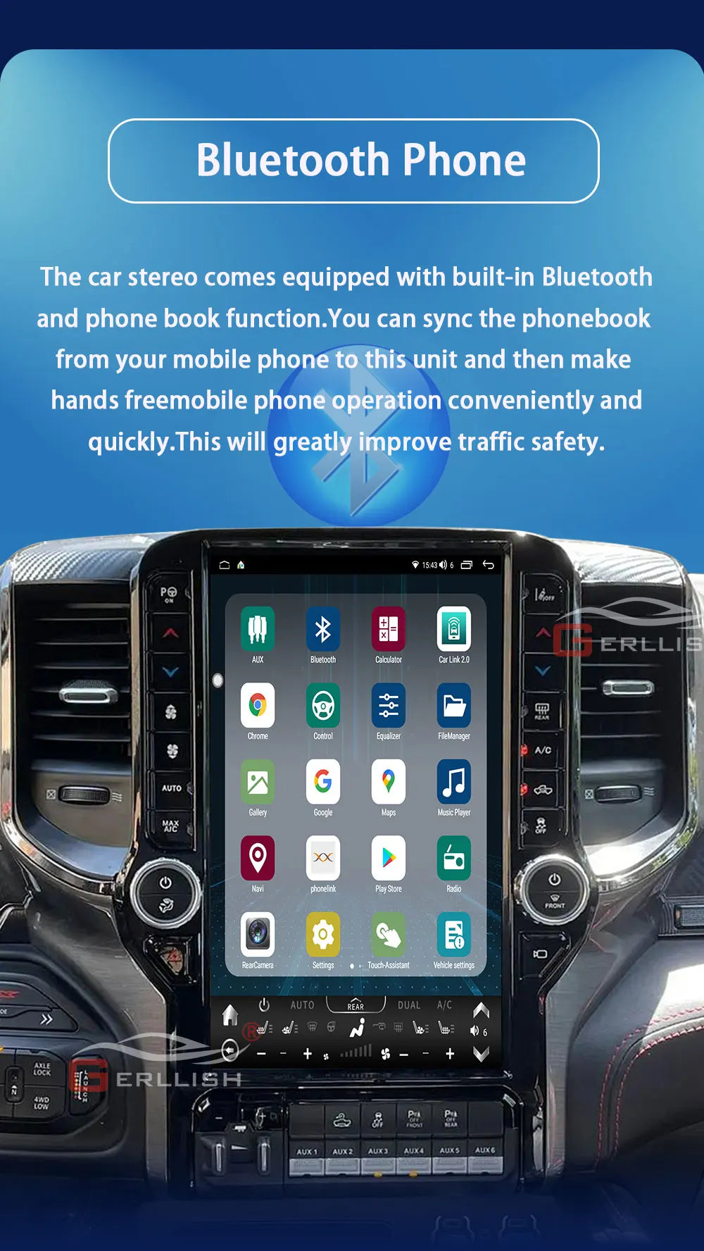 Voiture Android pour lecteur DVD écran tactile GPS Navigation Radio DSP 1 an unité principale stéréo pour Dodge Ram 2018-2020