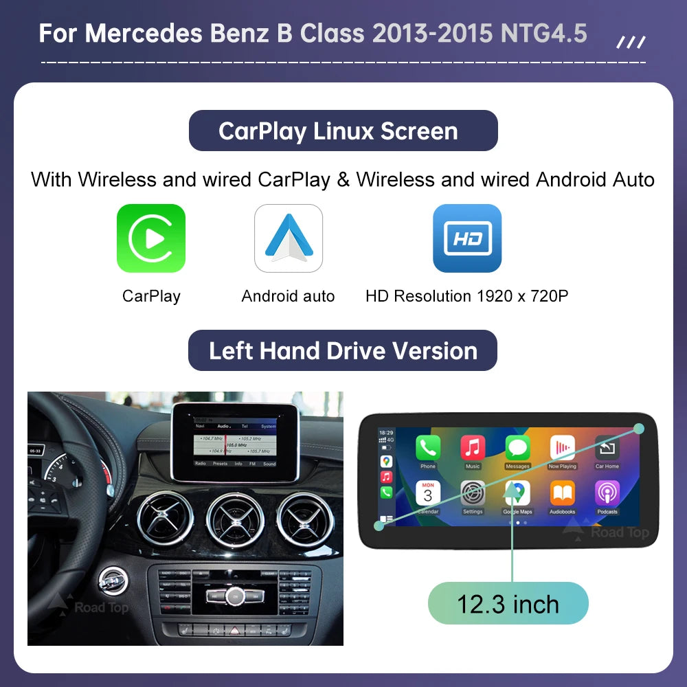 Écran tactile pour Mercedes Benz classe A W176 CLA GLA classe B W246 NTG4.5 GPS multimédia avec lecteur de voiture Carplay Android Auto
