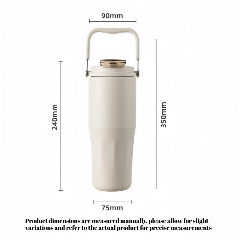 Gobelet à revêtement en céramique de 800ml, avec paille, bouteille d'eau isolée de grande capacité, étanche, poignée détachable, infuseur à thé pour voyage