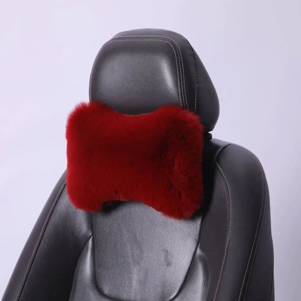 Appui-tête de cou de voiture d'hiver, oreiller doux pour siège de voiture, oreiller respirant en peluche, Support de tête et de cou, oreiller de sommeil, accessoires de voiture