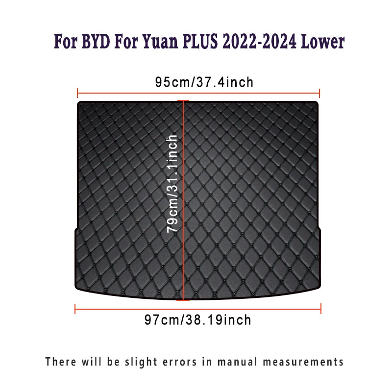 Tapis de coffre de voiture pour BYD, pour Yuan EV Pro PLUS 2025 2024 2023 2022 2021 2020 2019 2018, accessoires automobiles imperméables