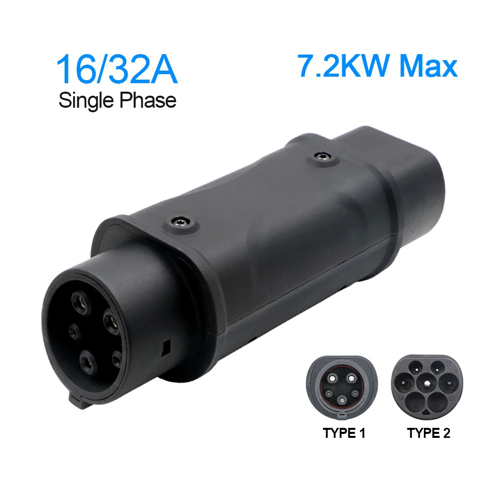 Kolanky Type2 à Type1 EV chargeur adaptateur convertisseur IEC 62196 16A 32A J1772 pour connecteur de charge de véhicule électrique