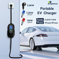 Puppyfc – chargeur EV Portable 3,6 kw/7 kw/11 kw, Type 2, charge rapide, prise CEE, câble Wallbox avec contrôle par application WiFi pour véhicule électrique