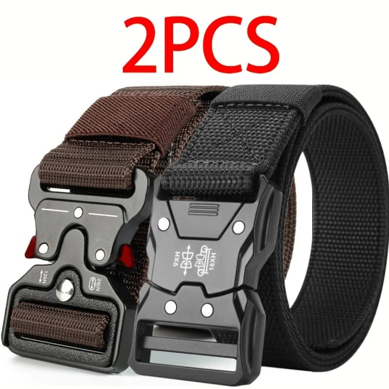 Ensemble de 2 ceintures pour hommes, nouvelle collection, ceinture décontractée à boucle à dégagement rapide, idéale pour les cadeaux de remise de diplôme, les cadeaux d'anniversaire, les cadeaux de la fête des pères