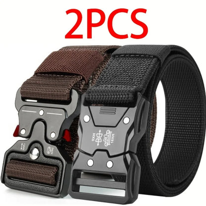 Ensemble de 2 ceintures pour hommes, nouvelle collection, ceinture décontractée à boucle à dégagement rapide, idéale pour les cadeaux de remise de diplôme, les cadeaux d'anniversaire, les cadeaux de la fête des pères