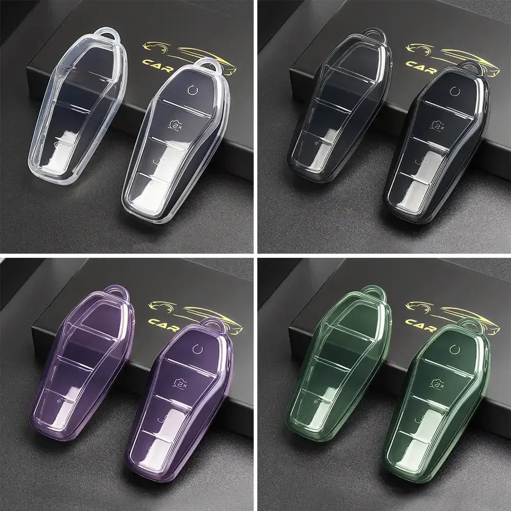 Étui transparent pour clé de voiture en TPU souple, télécommande à 4 boutons, housse de protection, accessoires, BYD Qin Plusdmi Atto 3 Han EV DolDave