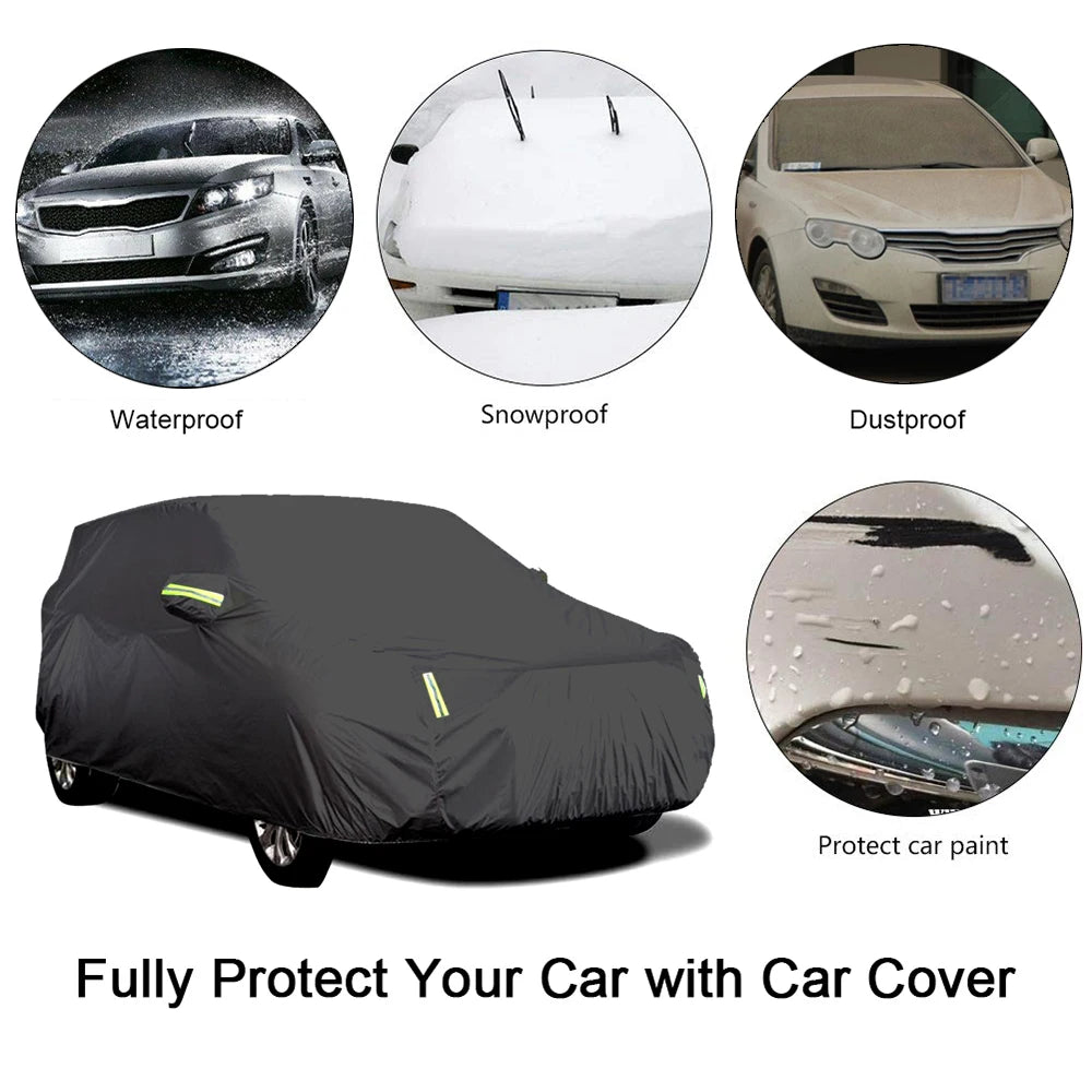 S-XXL couverture de voiture berline couvertures complètes avec bande réfléchissante Protection solaire anti-poussière et étanche UV résistant aux rayures universel