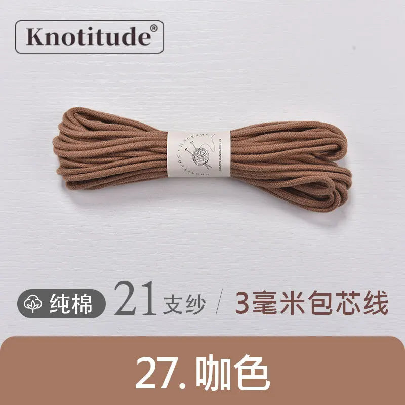حبل قطني بطول 5 أمتار وسمك 3 ملم، مثالي لمقاود الحيوانات الأليفة وحقائب اليد ومشاريع الأعمال اليدوية المختلفة.