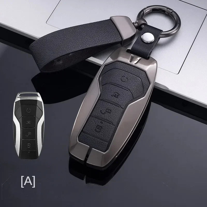 Étui pour clé pour BYD Song Plus Atto 3 Han EV Tang DM Qin joint dauphin cuir métal porte-clés à distance porte-clés accessoires de voiture