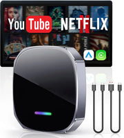 Adaptateur sans fil Android Auto Apple CarPlay double WiFi Plug And Play, boîtier intelligent AI avec Youtube Netflix IPTV TikTok, 2026