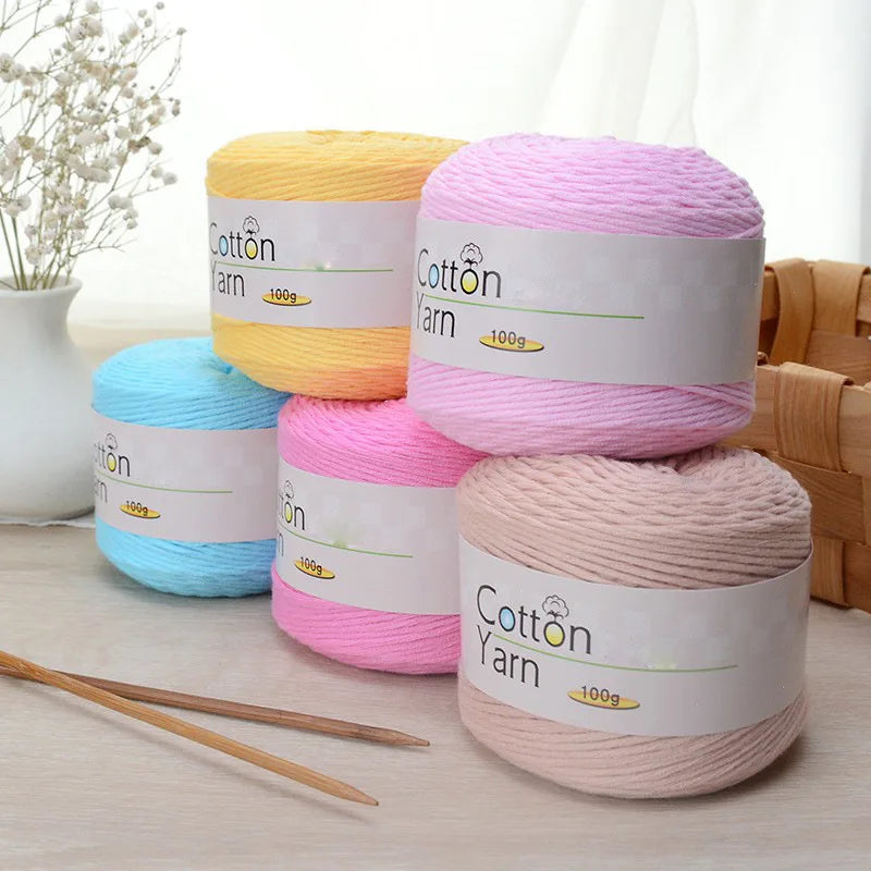100 g/rouleau fil de coton pur coloré bébé fil de coton doux gros bébé coton Crochet tricots bricolage fil à tricoter à la main